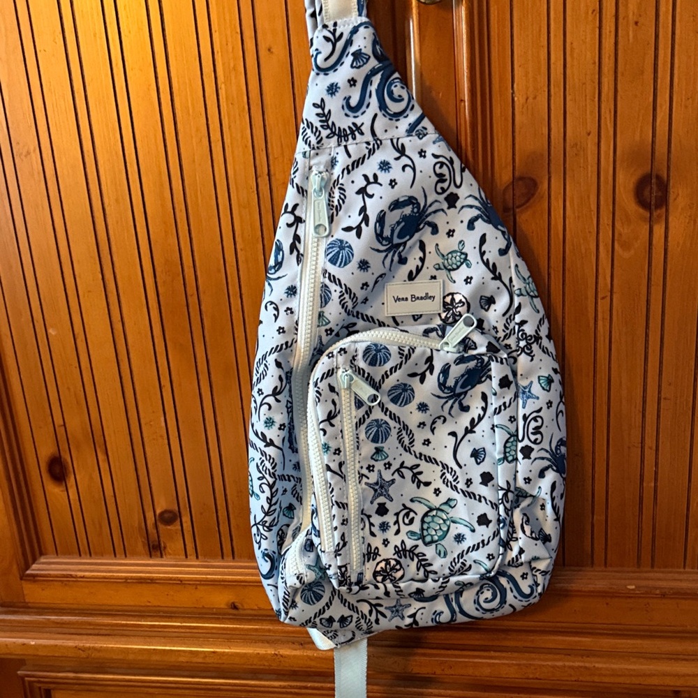 Vera Bradley Blue and White Floral Sling Bag